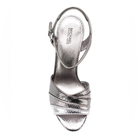 MICHAEL Michael Kors Harper Platform Sandal - Metallic Silver, Size 6.5 - Picture 3 of 12